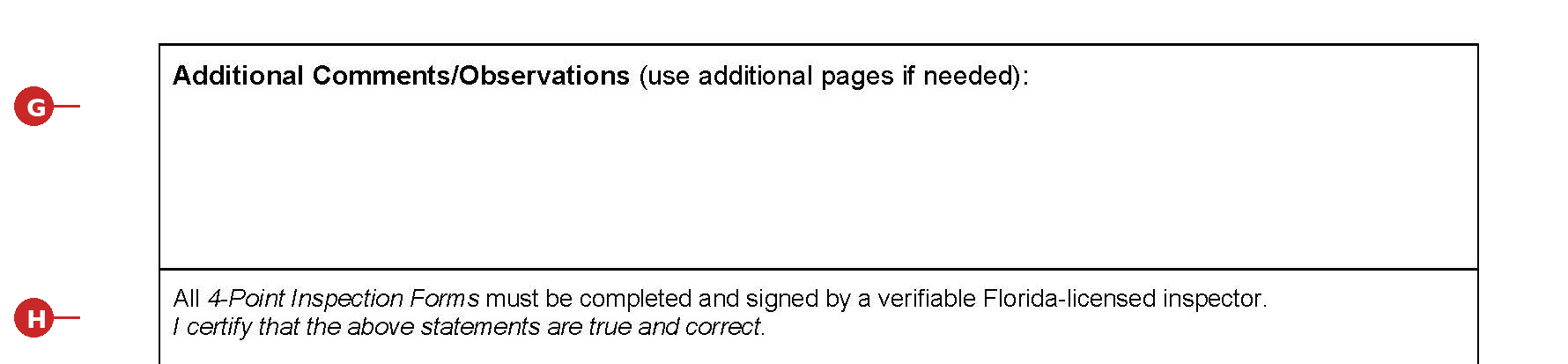 4-point inspection report form comments page 3
